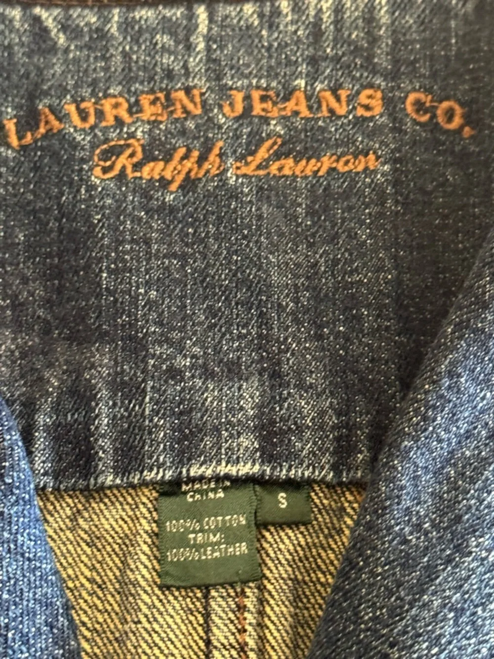 Ralph Lauren Denim Blazer Jacket with Brown Leather Patch - Women's Blue Jacket - Picture 3 of 6